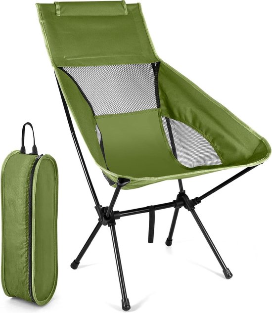 Opvouwbare Campingstoel - Klapstoel Lichtgewicht - Buiten Zitten - Compact Opbergbaar - 150 kg Draagkracht - Zwart