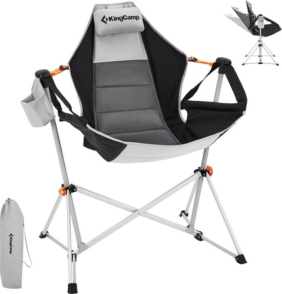 Opvouwbare campingstoel, verstelbare schommelstoel met bekerhouder, campingstoel voor volwassenen en kinderen, hangstoel voor binnen, buiten, levende tuin, terras van Merkloos