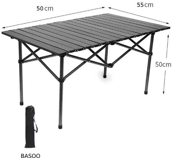 Opvouwbare Campingtafel 50×55×50 cm – Lichtgewicht & Duurzaam – Inklapbare Beige Buitentafel van Metaal – Voor Camping, Tuin, Strand & Balkon van Merkloos