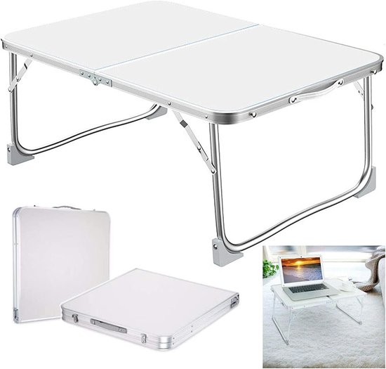 Opvouwbare Campingtafel - 60x40 cm - Lichtgewicht en Weerbestendig - Camping tafel klein - vouwtafel met handvat - kampeertafel - Beige van Merkloos