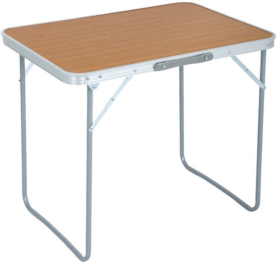 Opvouwbare Campingtafel ARES 70x50 cm Bruin Hout-Aluminium