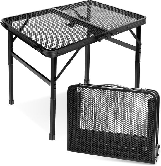 Opvouwbare Campingtafel - Inklapbare Tafel - 60x40cm - 1.8kg - 2 Hoogtes Verstelbaar - Aluminium & 30kg - Waterdicht & Hittebestendig - Lichtgewicht & Compact Opvouwbaar - Voor Kamperen, Vissen & Strand