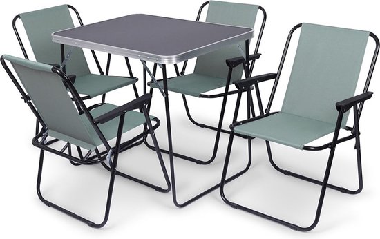 Opvouwbare Campingtafel met Stoelen 5 delig - Inklapbare Kampeertafel - Vouwtafel - Klaptafel - Opvouwbaar - Tuintafel - Buiten - Set