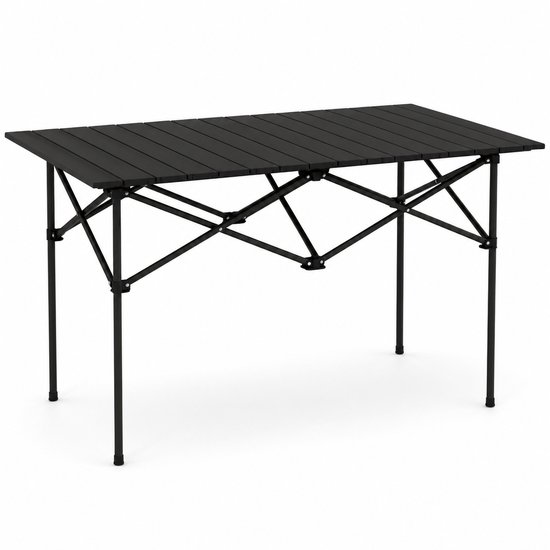 Opvouwbare Campingtafel - Oprolbaar Tafelblad - Aluminium - Zwart - 95 x 55 x 50 cm Productbeschrijv
