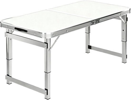 Opvouwbare Campingtafel - Picknicktafel Buiten - Koken en Serveren - In Hoogte Verstelbaar - 150 cm - Wit