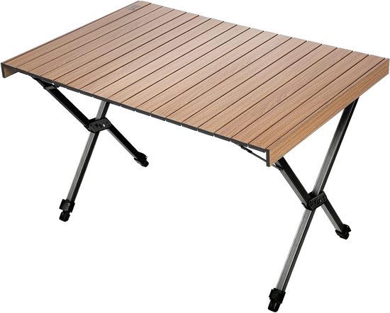 Opvouwbare campingtafel - Picknicktafel oprolbaar - Buiten eten - Verstelbare poten - 108 x 71 cm - Bruin