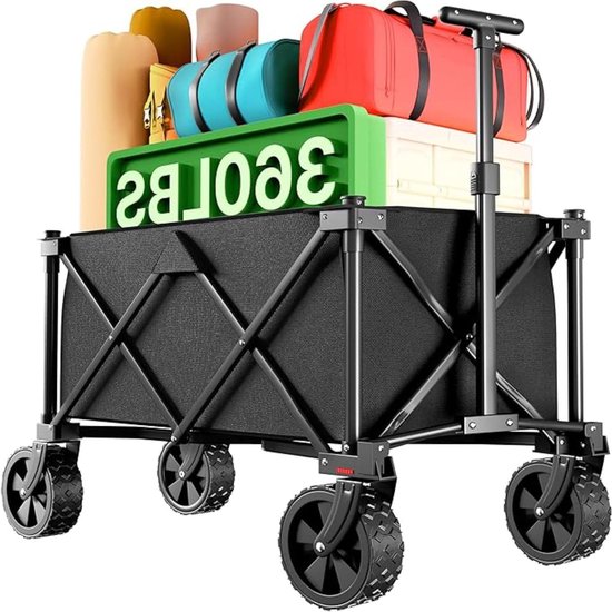 Opvouwbare campingtrolley met rem 220 kg 150 l capaciteit voor alle terreinen - Voor outdoor picknick en strandtransport van Sekey