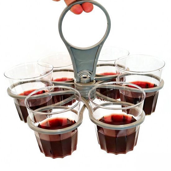 Opvouwbare drinkdrager - 6 bekers draagbare bekerhouder - met handvat, herbruikbaar en inklapbaar houdersysteem voor koffiebekers, morsvrij voor reizen, auto, kamperen, kantoor, picknick, feestje
