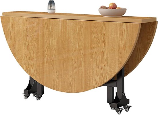 Opvouwbare Eettafel - Ronde Tafel Roltafel - Ruimte Besparen - Versterkte Stalen Standaard - 100 cm Diameter - Wit