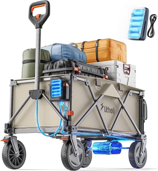 Opvouwbare Elektrische Bolderkar met 200L Inhoud, 60 kg Draagvermogen en 20 cm Offroadbanden van LifeGoods