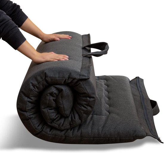 Opvouwbare en Draagbare Futon Matras met Hypoallergene Stof en Geheugenschuim van Merkloos