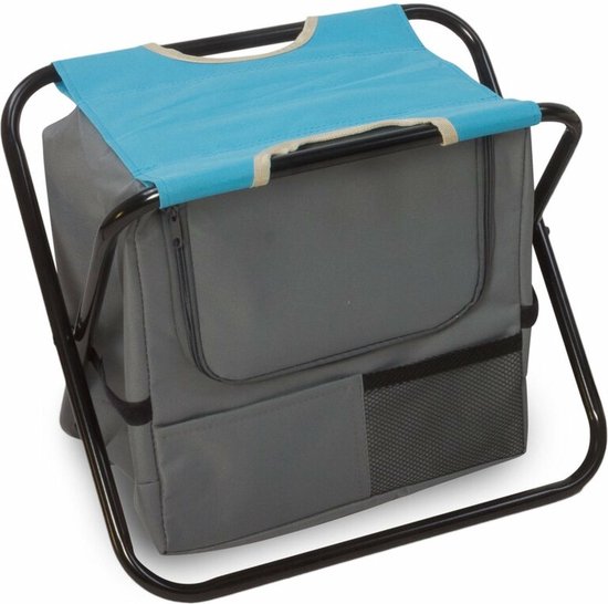 Opvouwbare en lichtgewicht kampeerkruk - Visstoel met geintergreerde koeltas 36x28x42cm van Merkloos