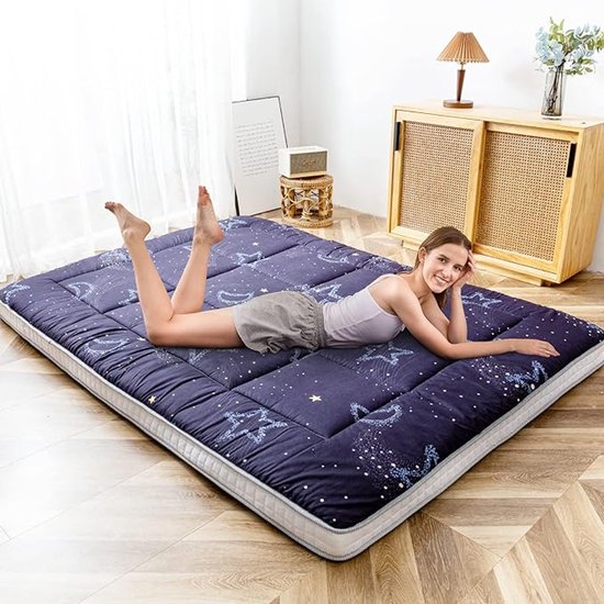 Opvouwbare Futon Matras 90 x 190 cm – Extra Dikke Japanse Tatami Vloermat, Gewatteerde Matrasoplegger, Ademend Traagschuim Logeerbed, Verrijdbaar – Pauwhome van Pauwhome