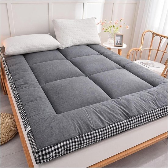 Opvouwbare Futon Matras - Gastbed Slaapbank - Comfortabel Slapen - Ademend Antislip - Full Size - Grijs