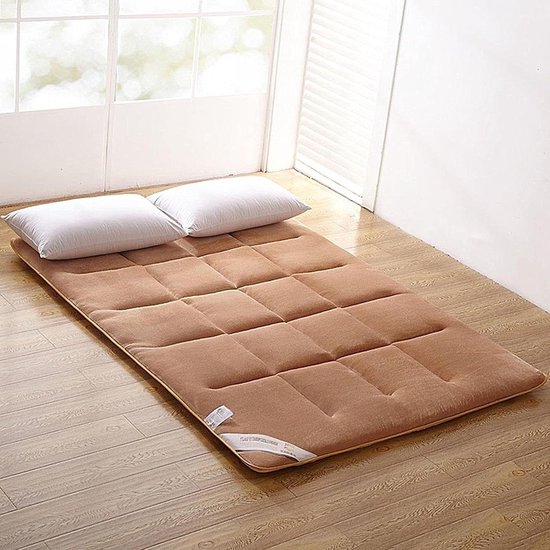 Opvouwbare Futon Matras - Japanse Vloer Matras - Comfortabel Slapen - Ademend Katoen Mix - 150x200cm - Bruin van Merkloos