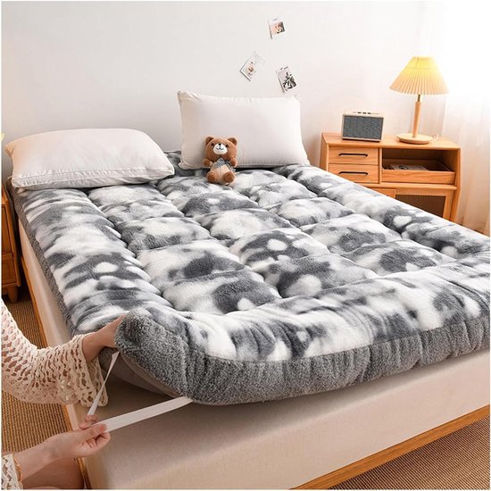 Opvouwbare Futon Matras - Logeerbed Tatami - Ruimte Besparen - Ergonomische Ondersteuning - 10 cm dik - Grijs