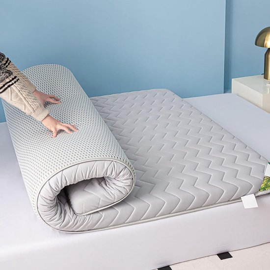 Opvouwbare Futon Matras - Slaapmat Camping - Comfortabel Slapen - Ademend Latex Vulling - 80x190cm - Grijs