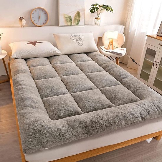 Opvouwbare Futon Matras - Vloermatras Gastenbed - Comfortabel Slapen - Extra Dik Gewatteerd - 200x220cm - Grijs