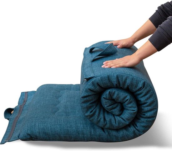 Opvouwbare futonmatras - Draagbare slaapmat - Comfortabel slapen - Schuim met hoge dichtheid - 71 x 190 cm - Blauw