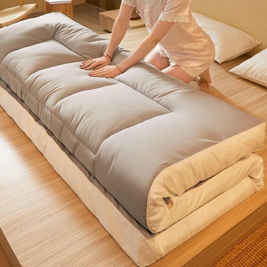 Opvouwbare Futonmatras - Draagbare Vloermatras - Comfortabel Slapen - Verlicht Rugpijn - 10 cm Dik - Grijs