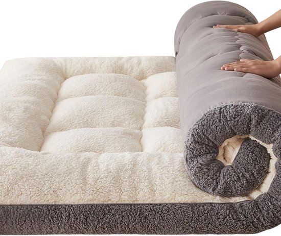 Opvouwbare Futonmatras - Gastmatras Vloerbed - Comfortabel Slapen - 5 cm dik - 90 x 200 cm - Wit