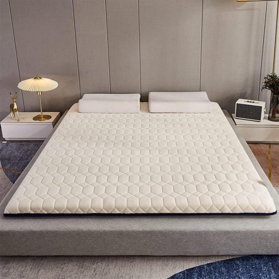 Opvouwbare Futonmatras - Japanse Slaapmat - Comfortabel Slapen - Pluche Zachte Stof - Tot 200x220cm - Wit