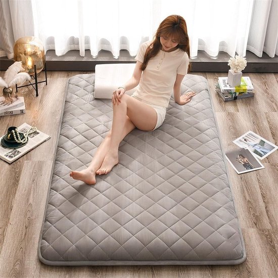 Opvouwbare Futonmatras - Japanse Vloerbedding - Ruimtebesparend Slapen - Gewatteerd Comfort - 90 x 200 cm - Grijs