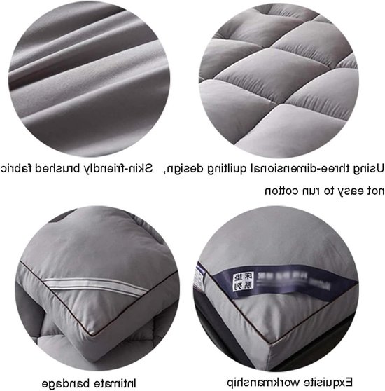 Opvouwbare Futonmatras - Japanse Vloermat - Comfortabel Slapen - Ademend Vochtabsorberend - 10cm Dik - Grijs