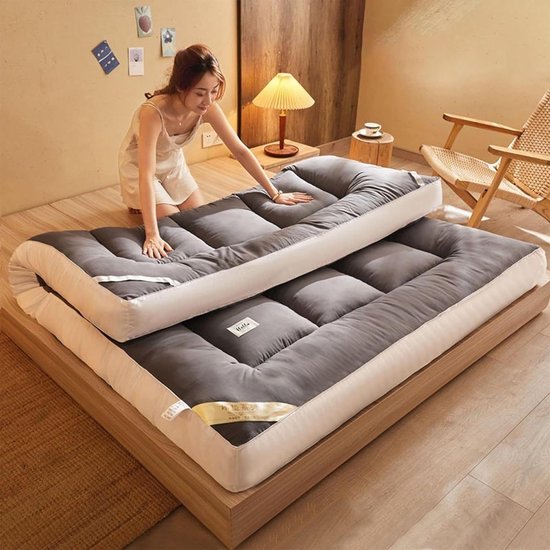 Opvouwbare Futonmatras - Logeerbed Vloerkussen - Comfortabel Slapen - Ademend en Zacht - 90x200cm - Grijs