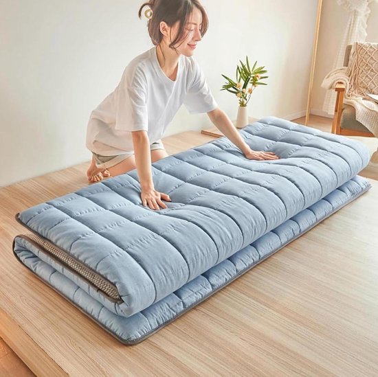 Opvouwbare Futonmatras - Logeermat Opklapbed - Ruimtebesparend Slapen - Dikke Ademende Vulling - 80 x 190 cm - Grijs