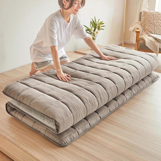 Opvouwbare Futonmatras - Opklapbed Slaapkussen - Comfortabel Slapen - Japanse Stijl Ontwerp - 180 x 200 cm - Grijs