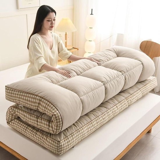 Opvouwbare Futonmatras - Vloermat Kamperen - Ruimtebesparend Slapen - Extra Dikke Vulling - 90 x 200 cm - Grijs