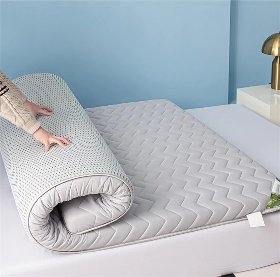Opvouwbare futonmatras - Vloermatras slaapmat - Comfortabel slapen - Ademende vierlaagse structuur - 100 x 200 cm - Grijs