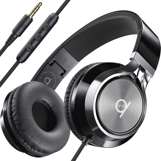 Opvouwbare Geluidsisolerende On-Ear Koptelefoon met Draad en Microfoon - Volumeregeling, Stereo Hoofdtelefoon voor Computer, Laptop en Mobiele Telefoon van Prunus