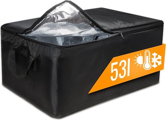 Opvouwbare Grote Koeltas voor Voedseltransport - Zwart 60 cm x 40 cm x 25 cm - Thermotas met Isolatie van Merkloos