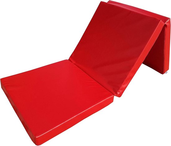Opvouwbare Gymnastiekmat - Logeermatras Slaapmat - Sport en Ontspanning - Waterafstotend Kunstleer - 195 x 65 x 8 cm - Rood van Merkloos