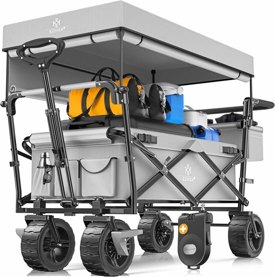 Opvouwbare Handkar met Dak en Draagtas - 80 kg Capaciteit en 360° Draaibare Wielen van Sekey