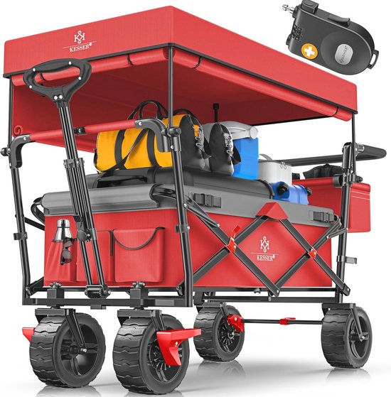Opvouwbare Handkar met Dak - Ideaal voor Recreatie en Transport - Tot 80 kg van MaxxGarden