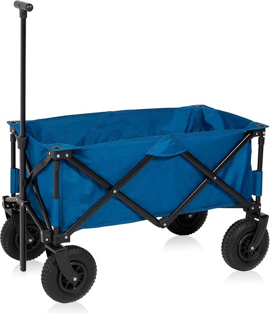 Opvouwbare handkar met luchtbanden - 103 L - tot 70 kg draagvermogen - Blauw van AREBOS