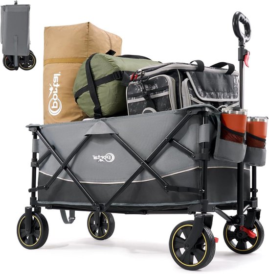 Opvouwbare Handkar - Transportwagen Tuinwagen - Boodschappen en Uitjes - Grote Laadruimte 120kg - XXL - Grijs