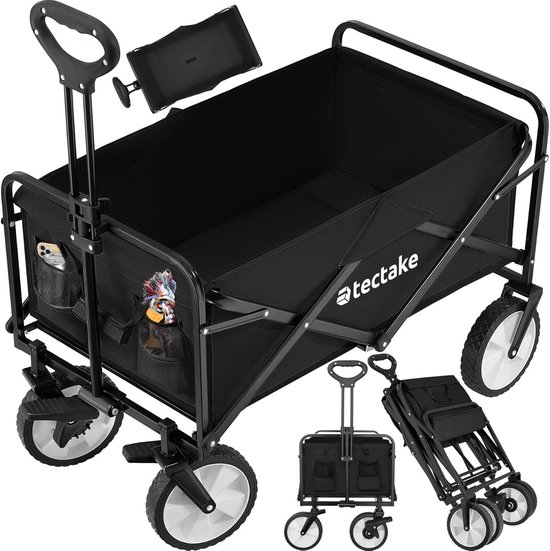 Opvouwbare Handkar voor Transport - Sterke Bolderwagen met Tas en Brede Rubberbanden - Ideaal voor Strand en Tuin - Tot 80kg Draagvermogen van Amzdeal