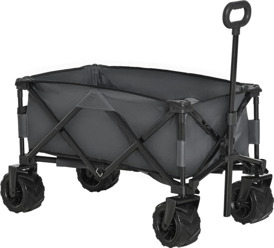Opvouwbare Handkar voor Tuin en Strand - 360° Wielen, Telecopisch Handvat, Verstelbare Hoogte, Maximale Draagvermogen 70 kg van Bo-Camp