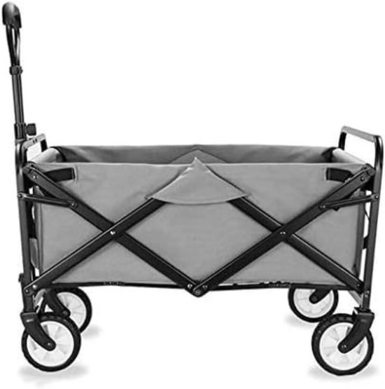 Opvouwbare Handwagen - Bolderkar Transportwagen - Outdoor Transport - Verstelbare Handgreep - Heavy Duty - Grijs