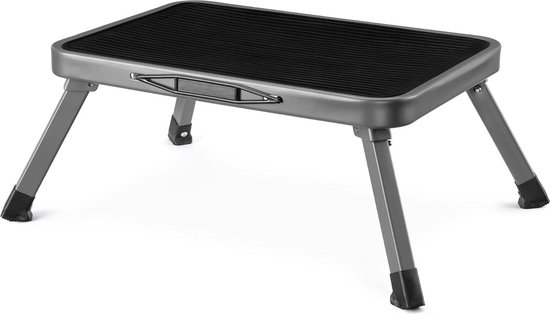 Opvouwbare inklapbare opstapkruk van metaal - Ideaal krukje voor in de keuken en badkamer - 457 x 33 x 172 cm - Opstapje met antislip - Draagvermogen tot 150 kg - Stabiel van Merkloos