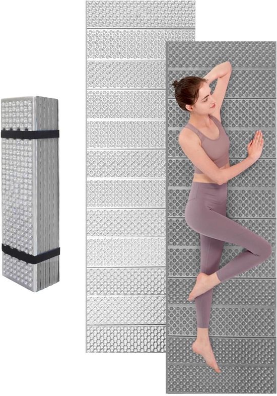 Opvouwbare Isolatiemat - Kampeermat Vochtwerend - Outdoor Activiteiten - Eierdoos Structuur - 180 x 60 cm - Grijs