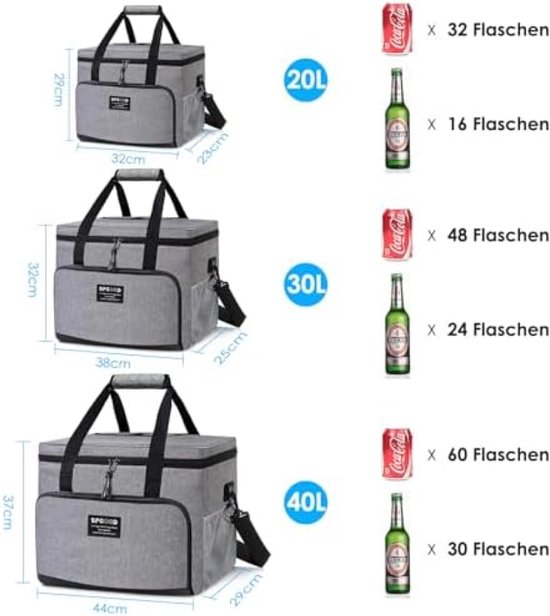 Opvouwbare Isolatietas Koeltas 20 Liter - Grote Picknicktas met Verstelbare Schouderriem, Ideaal voor Lunch, Boodschappen en Outdoor Activiteiten van Merkloos