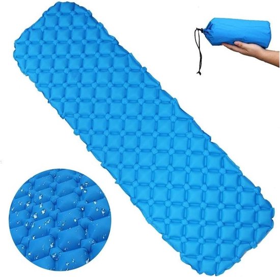 Opvouwbare Kampeermat - Luchtbed Slaapmat - Kamperen en Hiken - Ergonomisch Ontwerp - 190x56cm - Blauw