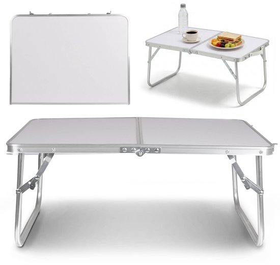 Opvouwbare kampeertafel, draagbare kampeertafel, wit, compact 60x40x26,5 cm van Merkloos