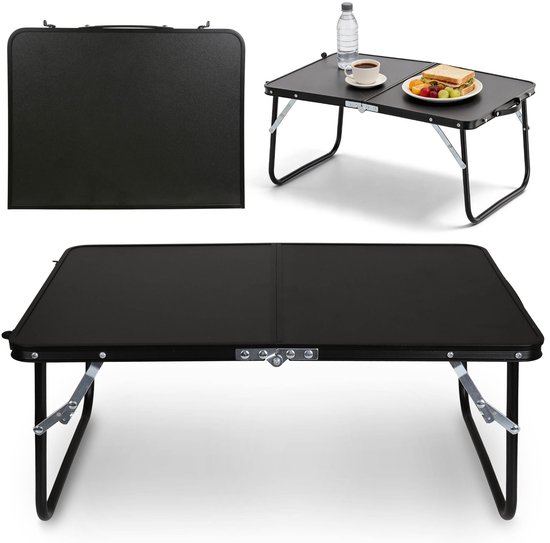 Opvouwbare kampeertafel, draagbare kampeertafel, zwart 60x40x26,5cm van Merkloos