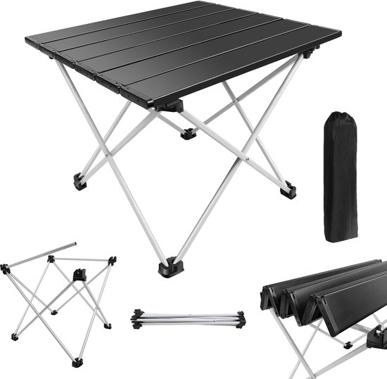 Opvouwbare kampeertafel van aluminium, lichtgewicht campingtafel met opbergtas, waterbestendige picknicktafel voor buiten, strand, barbecue en wandelen 40×34.5cm